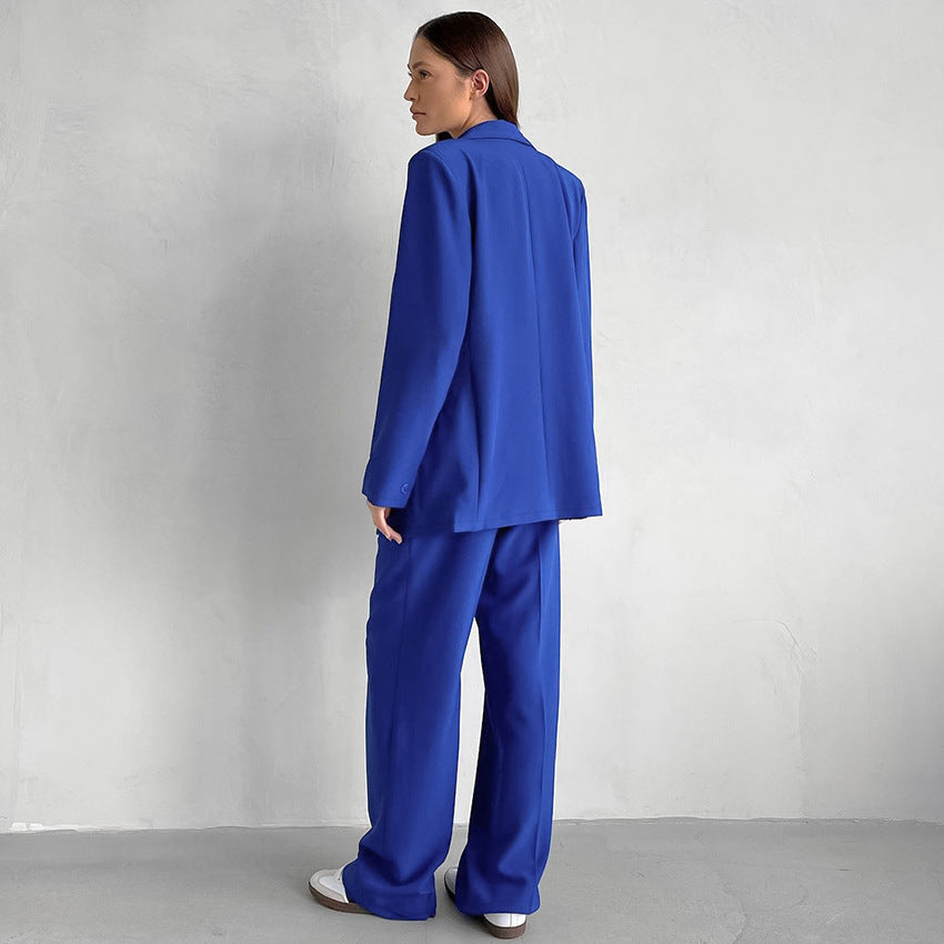 Dame Blazer- og Palazzo-bukser Sæt med moderne snit og elegant fald Stilla