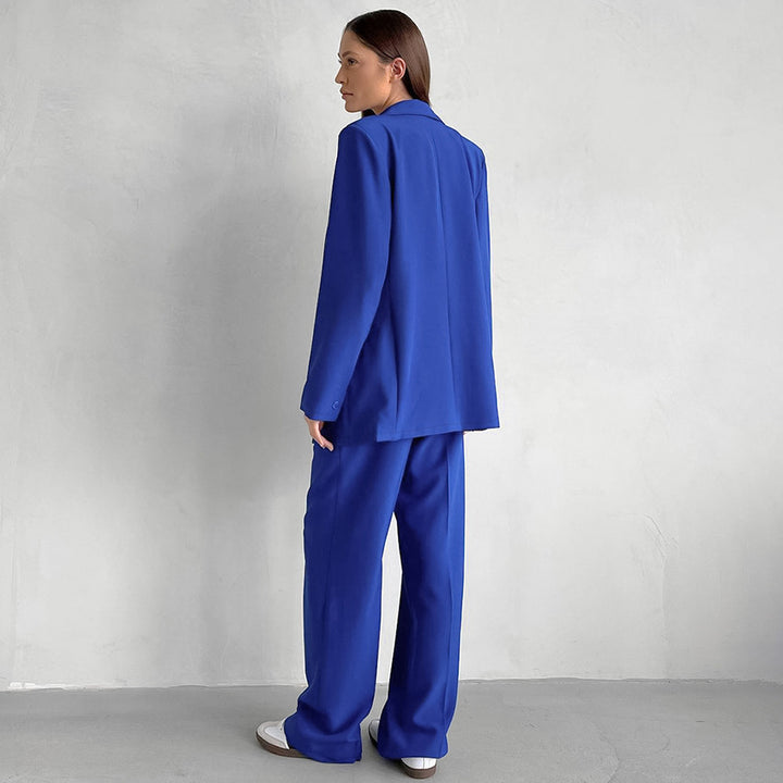 Dame Blazer- og Palazzo-bukser Sæt med moderne snit og elegant fald Stilla