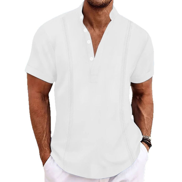 Herrer Poloshirt med moderne knapliste-design og åndbar struktur Stilla