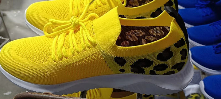 Dame Sportsko med åndbart mesh-oberstof og modigt leopard mønster Stilla