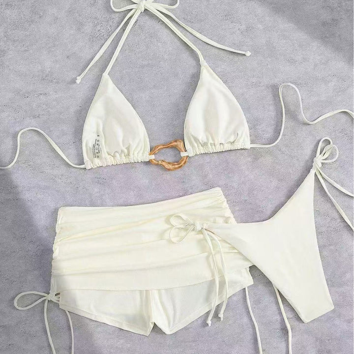 Dame Triangel-Bikini med moderigtigt ringdetalje og højtaljede trusser Skovae