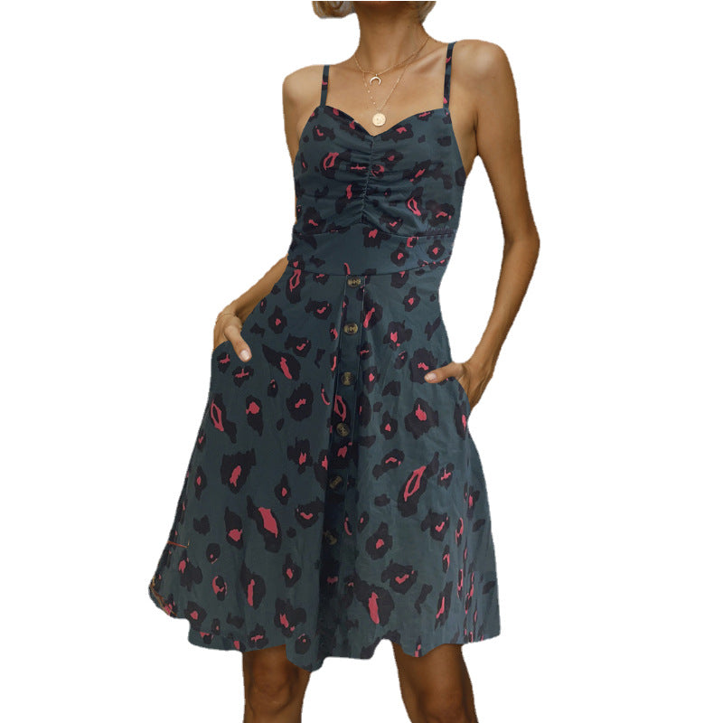 Dame Button-Up A-linje Sommerkjole Stilla