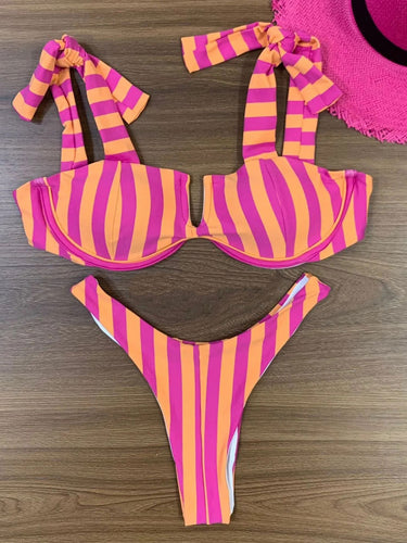 Dame Bikini-sæt med sporty snit og legende sløjfer Stilla