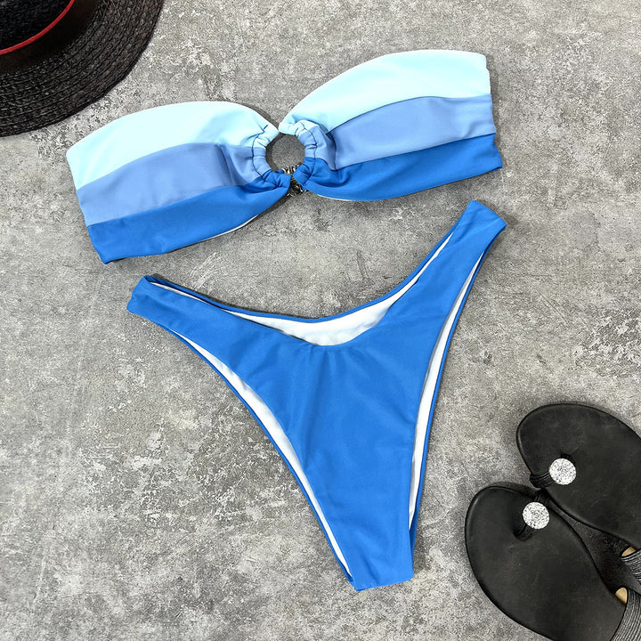 Dame Bandeau Bikini med innovativt ringdesign og højskåret trusse Stilla
