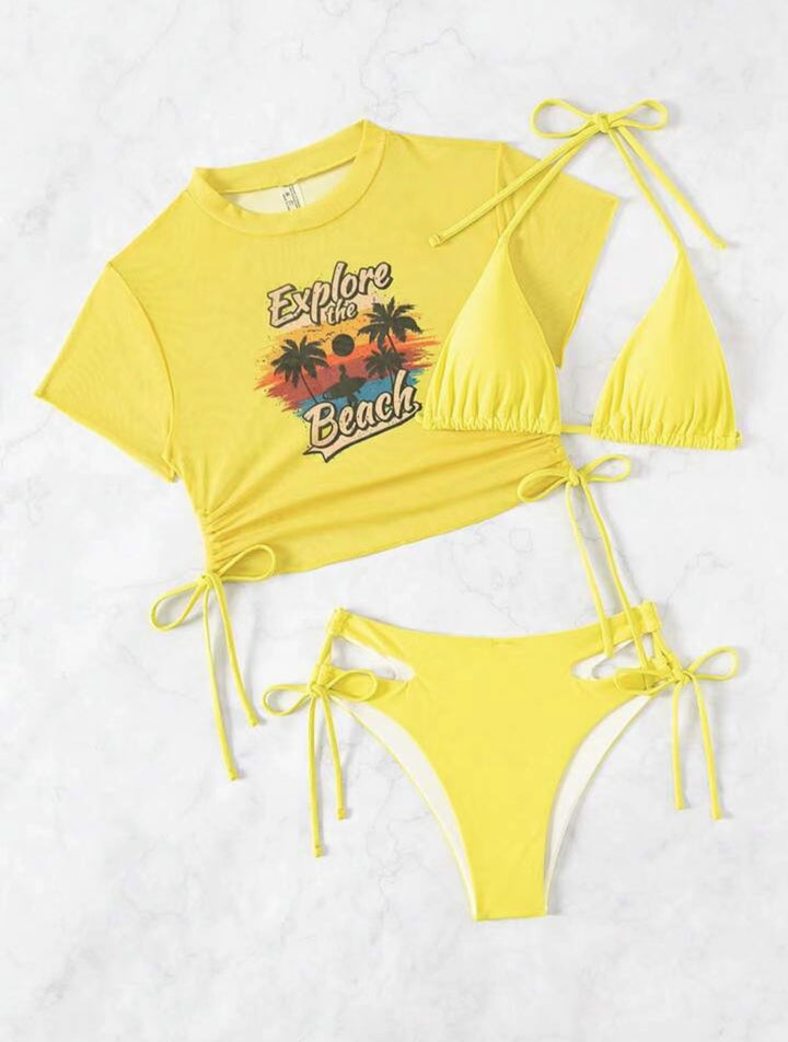 Dame sæt med crop-top og triangel-bikini Skovae