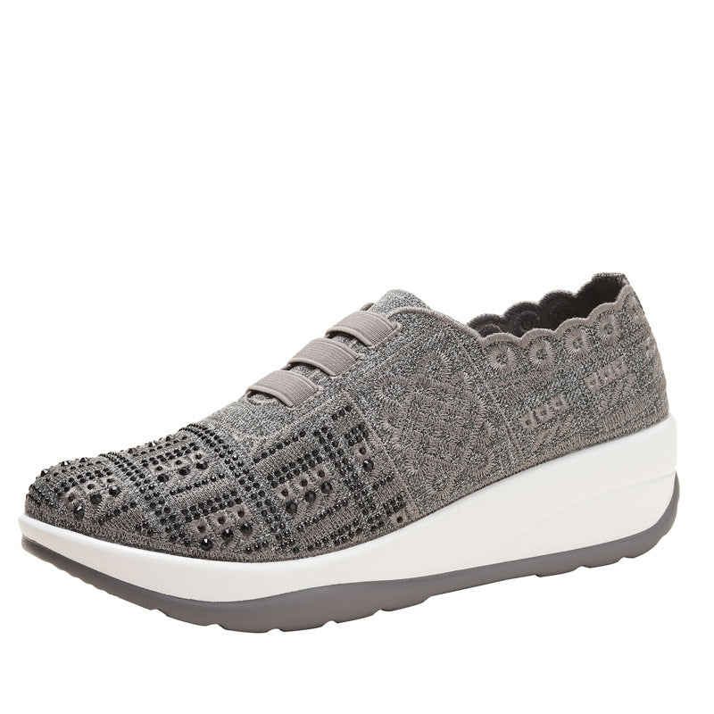 Dame mode sneakers med elegante dekorationssten og behagelig fodseng Stilla