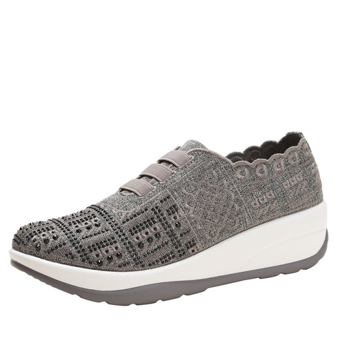 Dame mode sneakers med elegante dekorationssten og behagelig fodseng Stilla