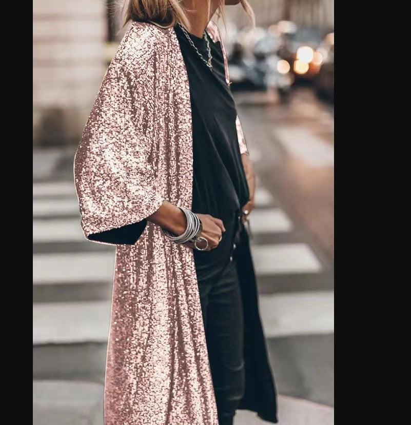 Dame glitrende Kimono-style overtræk med brede ærmer Stilla