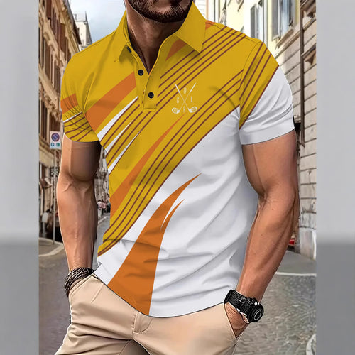 Herrer polo shirt med dynamisk stribedesign og åndbare egenskaber Stilla