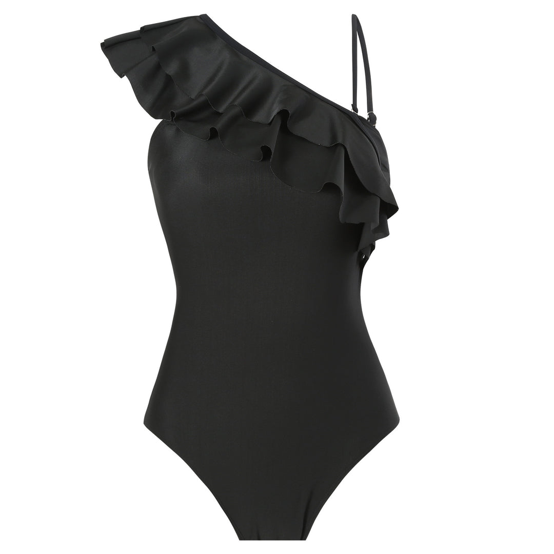 Dame badedragt med asymmetrisk flæse og matchende sarong Stilla