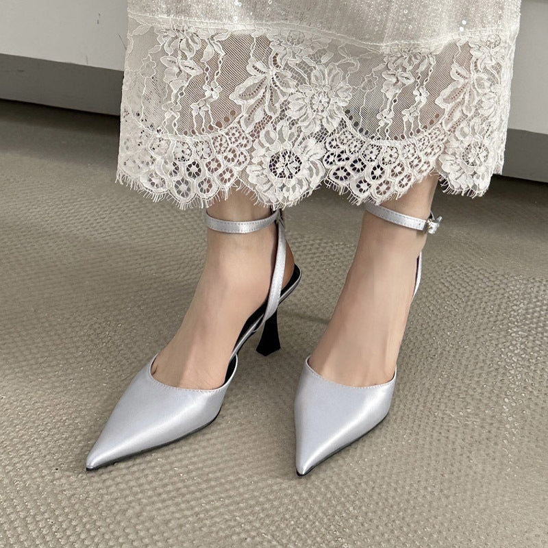 Dame Slingback-højhælede sko med spids tå og elegant remdesign Stilla