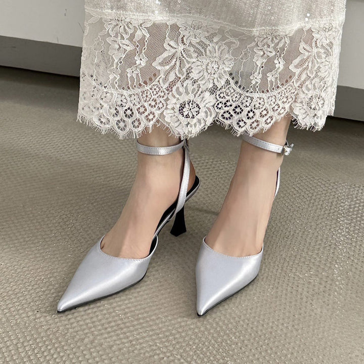 Dame Slingback-højhælede sko med spids tå og elegant remdesign Stilla