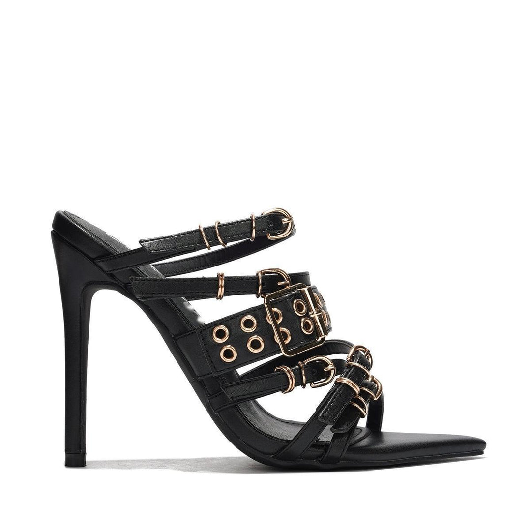 Femme Strappy High Heel Mules med dekorative spænder Stilla