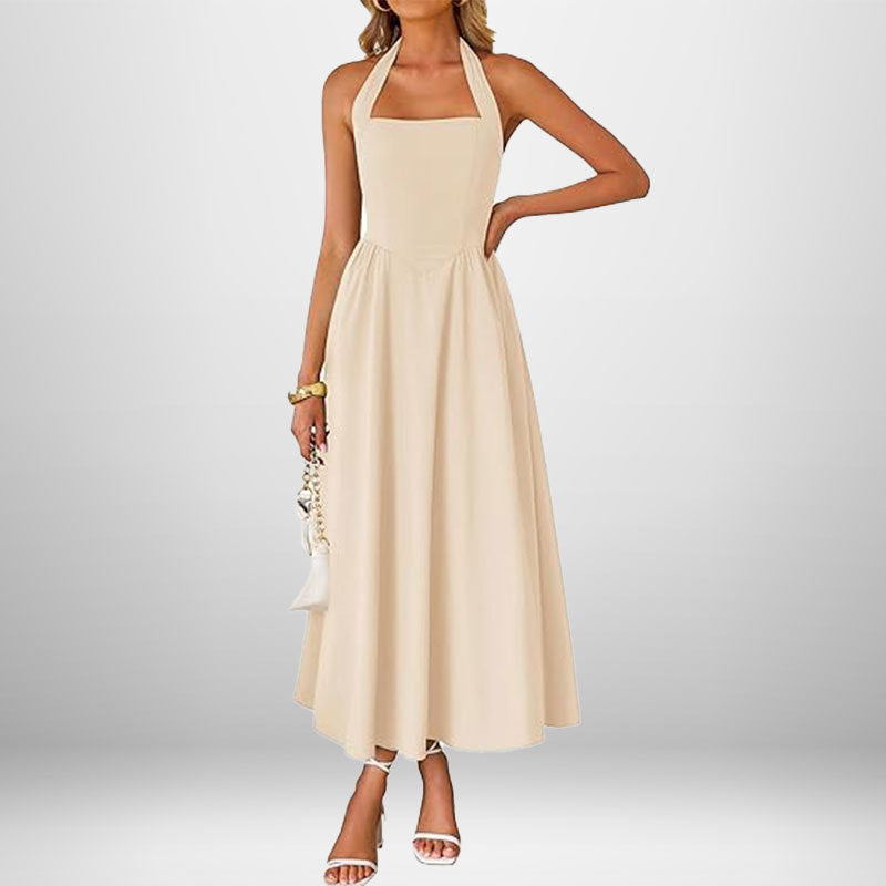 Damer maxi kjole med off-the-shoulder halterneck og flydende nederdel Stilla