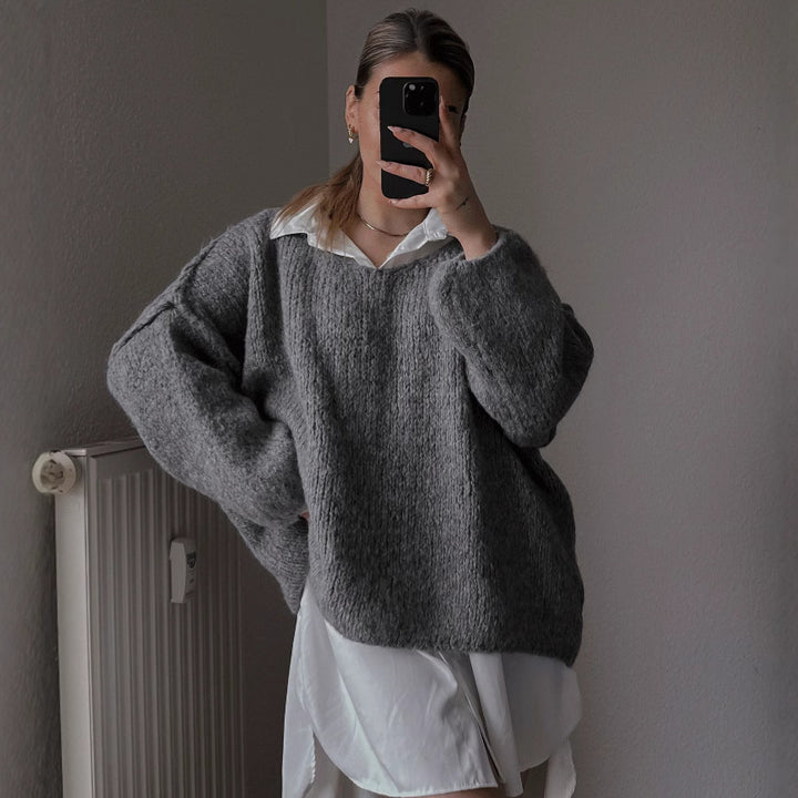 Damer casual oversized sweater med voluminøse ærmer og blød tekstur Stilla