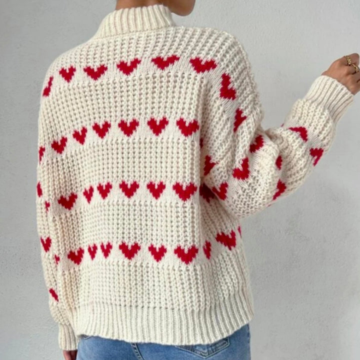 Femme Hjerte mønster Strik pullover Stilla