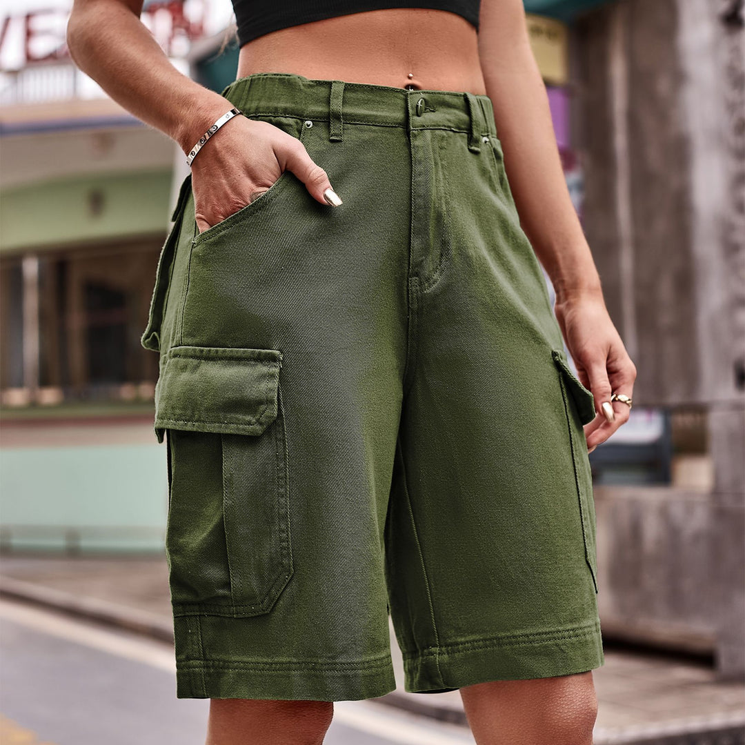 Dame cargo-shorts med elastisk talje og praktiske lommer Stilla