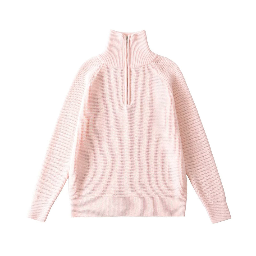 Dame Blød Finstrik Pullover med Ståkrave Stilla