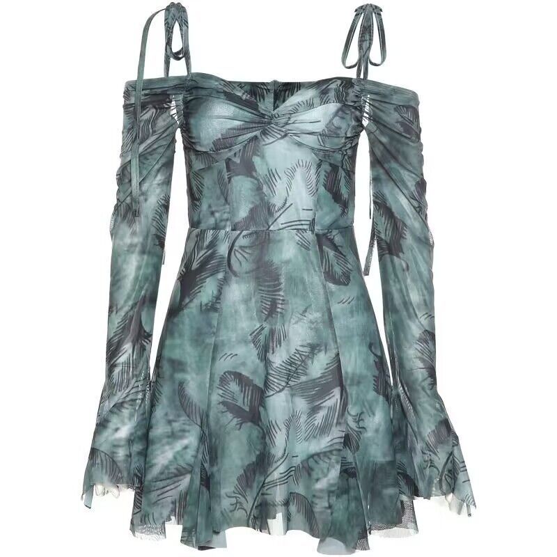 Dame Off-Shoulder Bellærme Mini Kjole Stilla