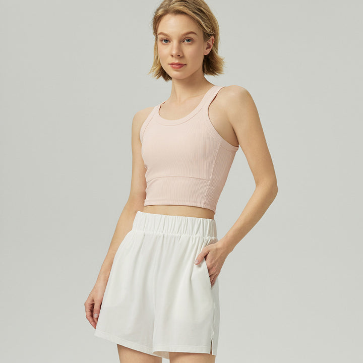 Dame sporty rib crop top med åndbare indlæg Stilla