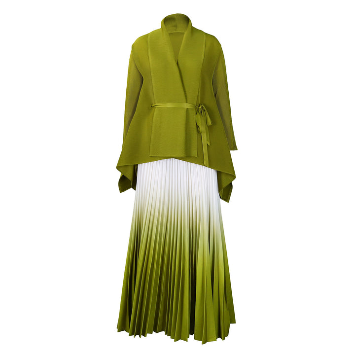 Dame Plisseret Kjole med asymmetrisk Overdel og elegant Wrap-Design Stilla