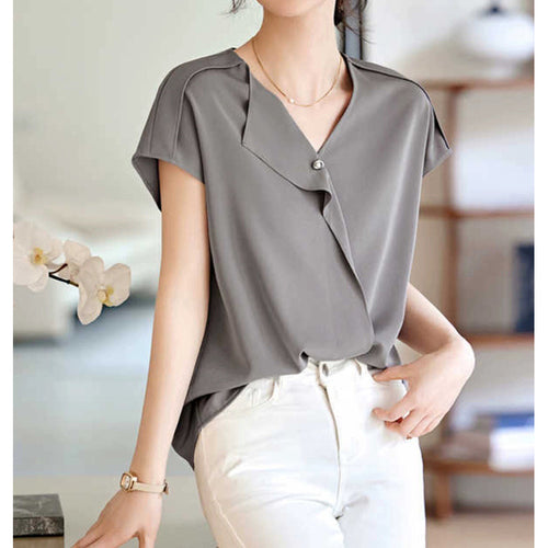Damebluse med elegant viklook Stilla