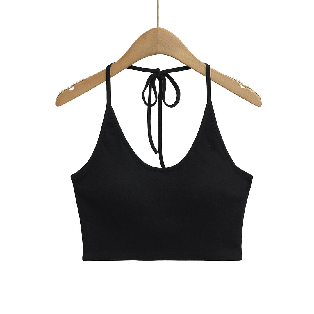 Dame Sports Cropped Top med justerbar ryg-wrapping design og elastisk kant Stilla