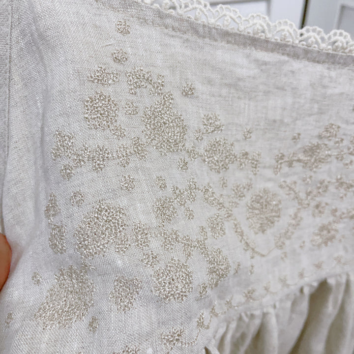 Dame Broderet Flydende Bluse med Spidsbesætning Stilla
