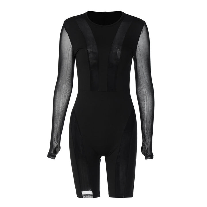 Dame Elegante gulvlange jumpsuit med kunstneriske gennemsigtige indsatser Stilla