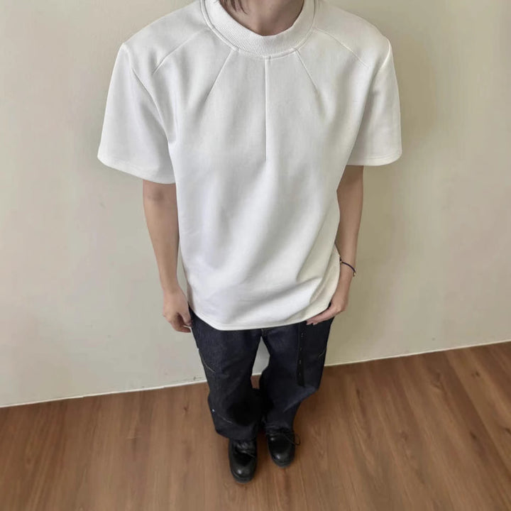 Herrer moderne T-shirt med høj krave og struktureret finish Stilla