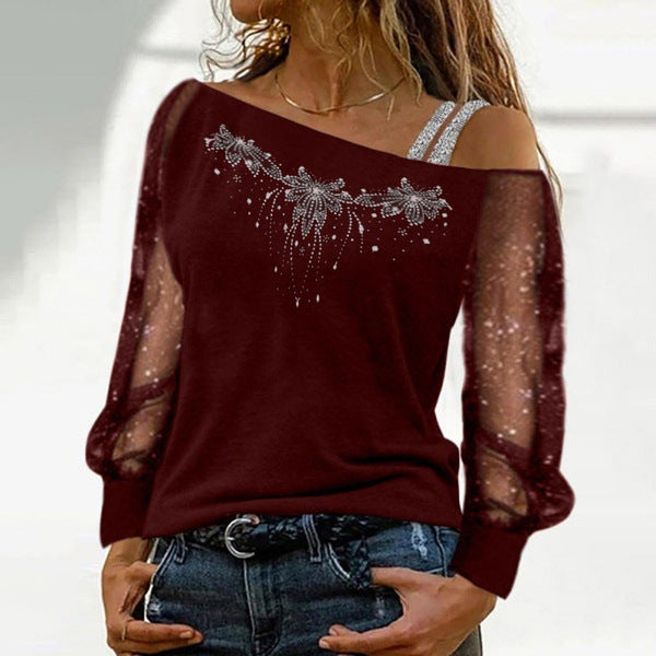 Dame Off-Shoulder Dekoreret Sweatshirt Top Stilla
