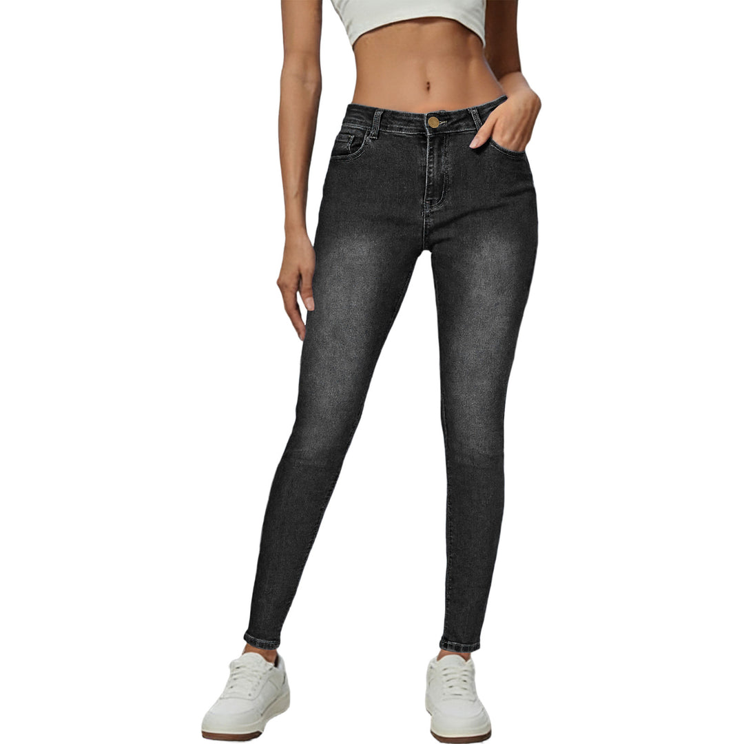 Dame Skinny Jeans i moderne Used-Look med høj talje og elastisk stretch Skovae