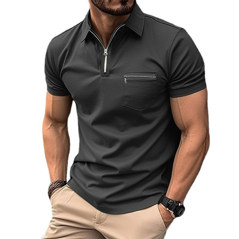 Herrer poloshirt med halvdelskiver og praktisk brystlomme Stilla