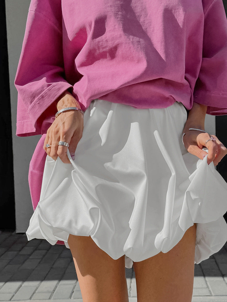 Dame Voluminøs Chiffon nederdel med elastisk talje og stilfulde folder Stilla