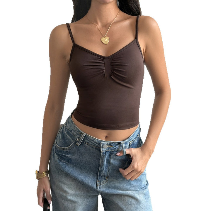Dame strapless top med rynket detalje Skovae