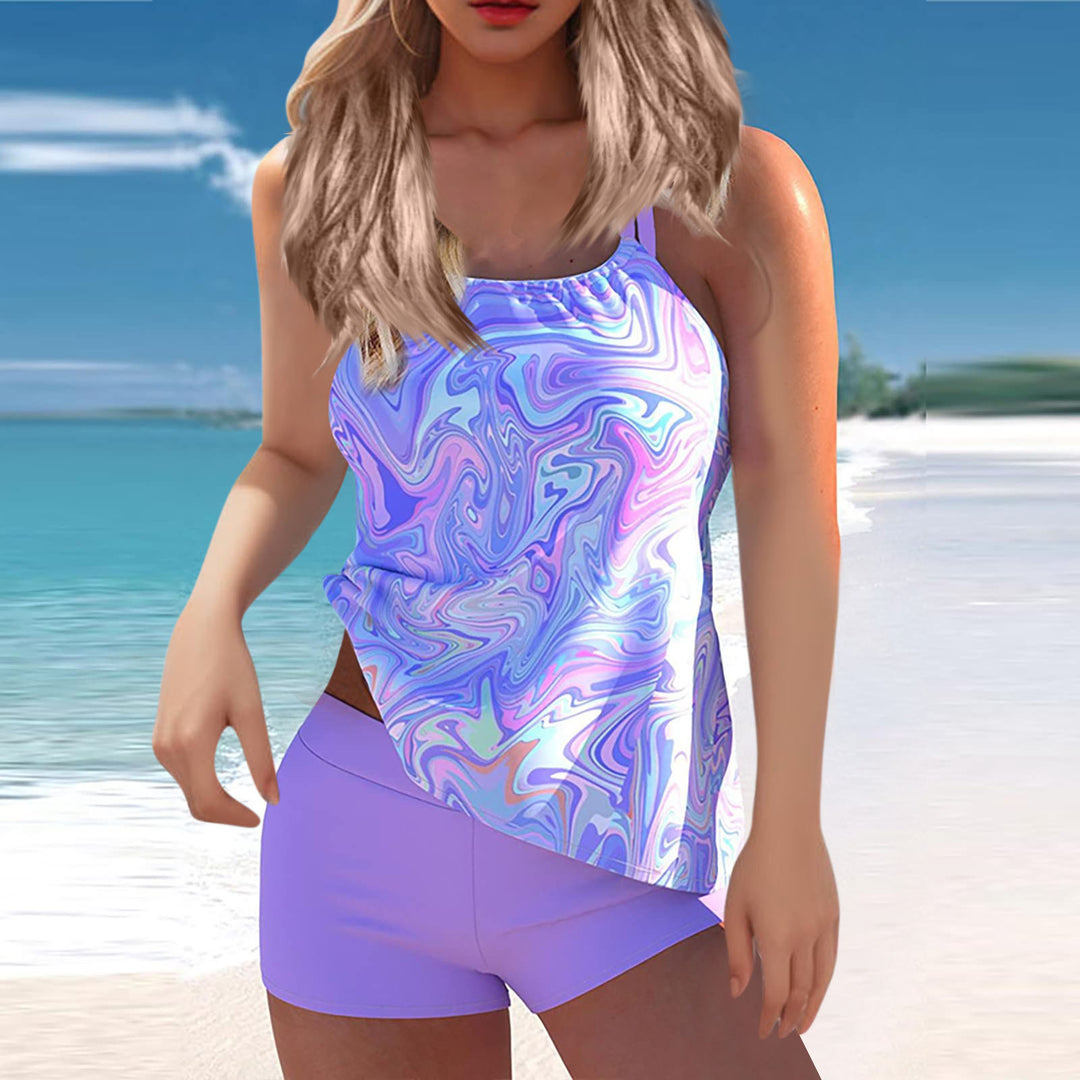 Dame Sporty Tankini-set med stilfuld top og behagelige shorts Skovae