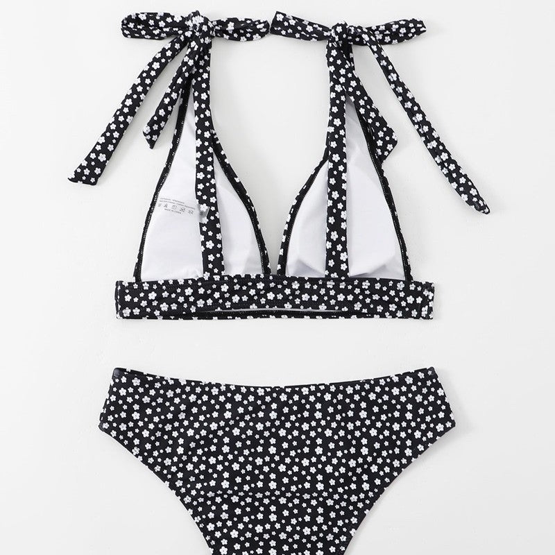 Dame Triangel-Bikini-Sæt med justerbare bindebånd og blomstermønster Stilla
