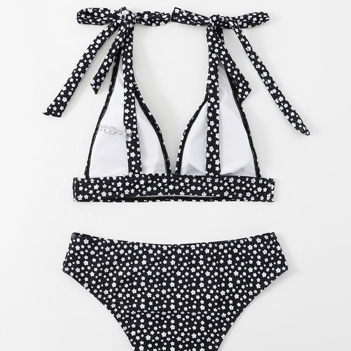 Dame Triangel-Bikini-Sæt med justerbare bindebånd og blomstermønster Stilla