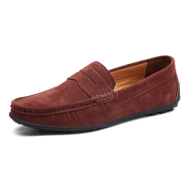 Herrer nan elegant wildlæder loafers med håndsyet moresyning og skridsikker gummiprofil sål Skovae