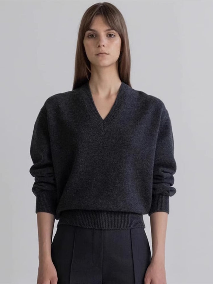 Dame V-hals sweater i høj kvalitet cashmere uld Stilla