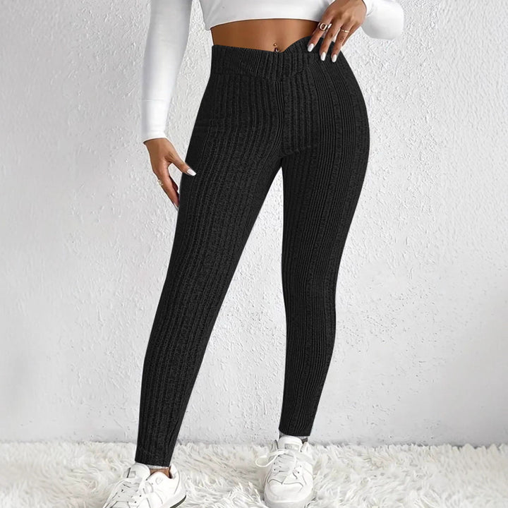 Dame fitted leggings med stilfuldt stribet mønster Stilla