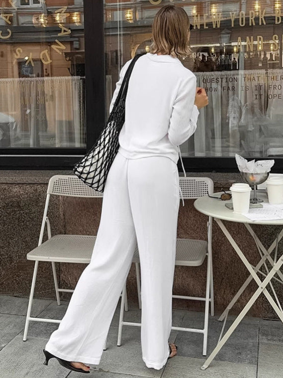 Dame luftig sæt bestående af cropped bluse og løstsiddende bukser Stilla