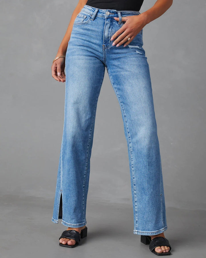 Damer Løst snittede jeans med sidelange slidser og høj talje Stilla