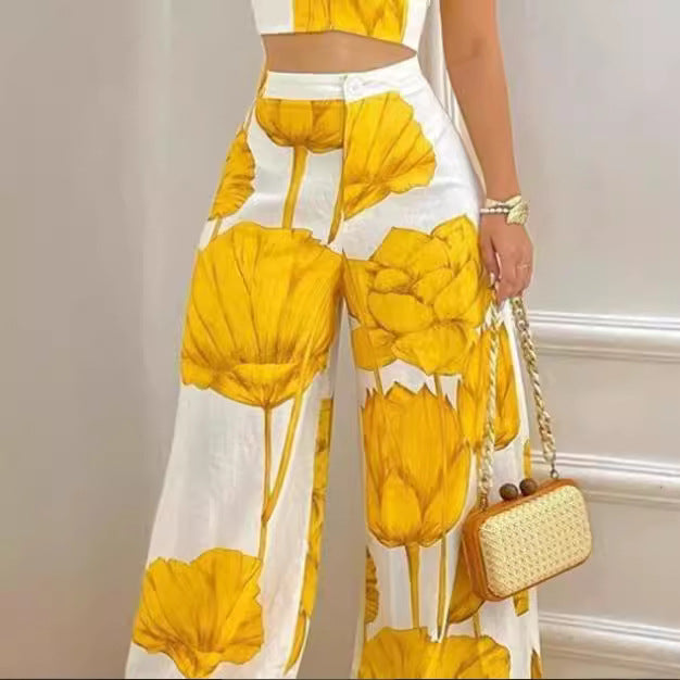 Dame To-delt Sæt med blomster motiv og elegant snit Stilla
