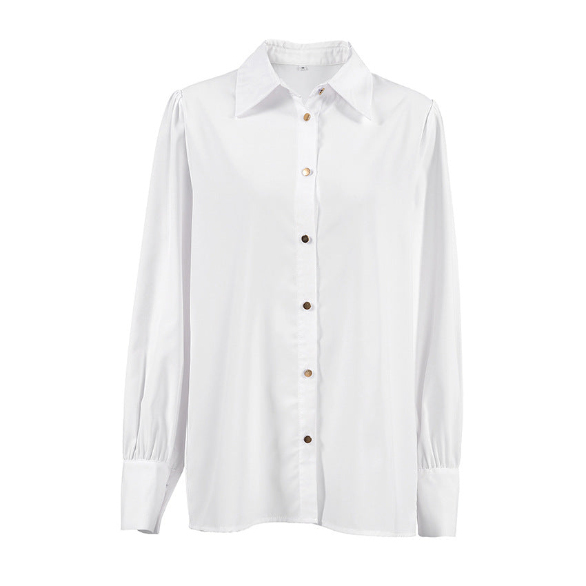 Damebluse med elegant krave og ballonlignende ærmer Stilla