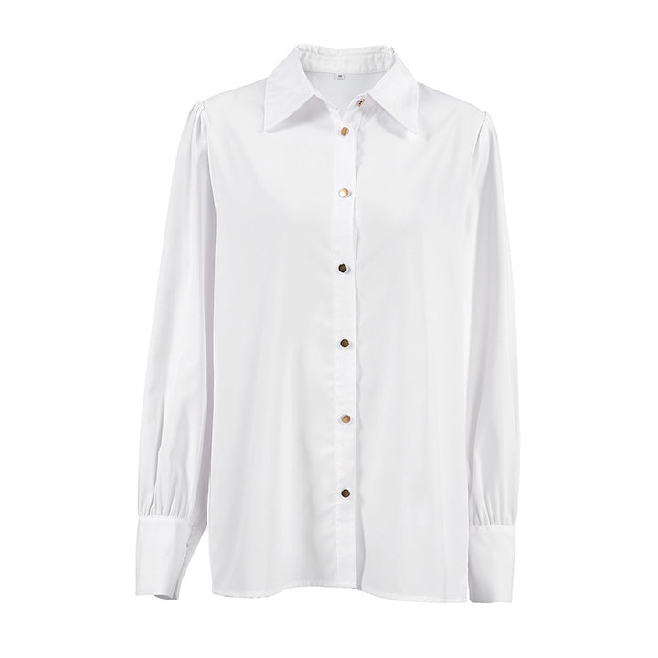 Damebluse med elegant krave og ballonlignende ærmer Stilla
