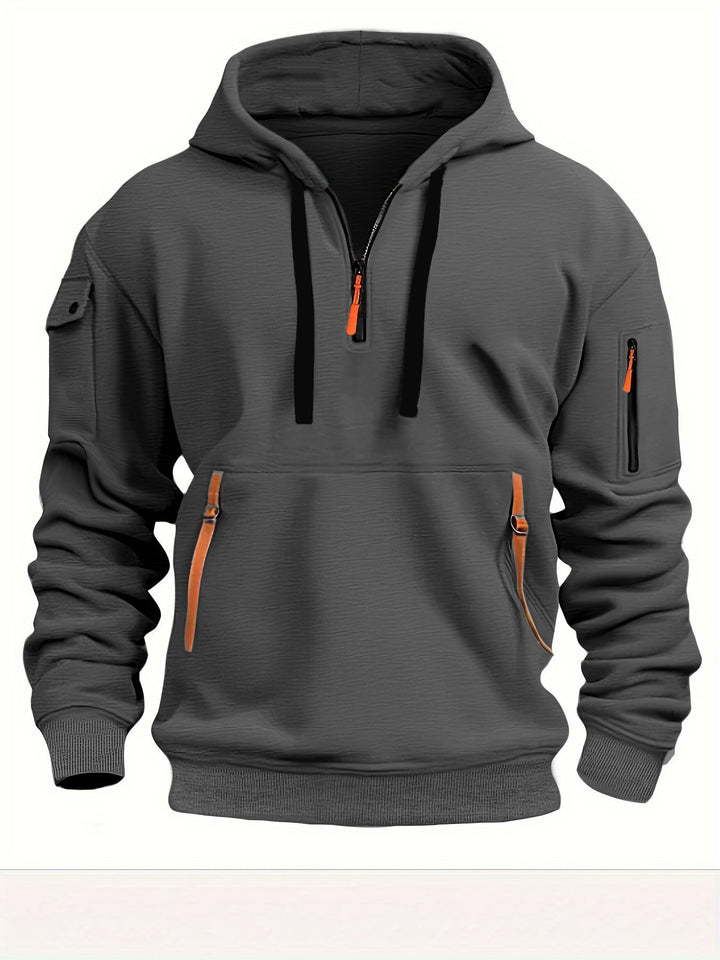 Kvindernes hætte sweatshirt med funktionelle lommer og moderne høj krave Skovae
