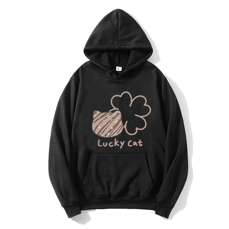 Kvinders hoodie med kreativ kat design og heldig motiv Skovae