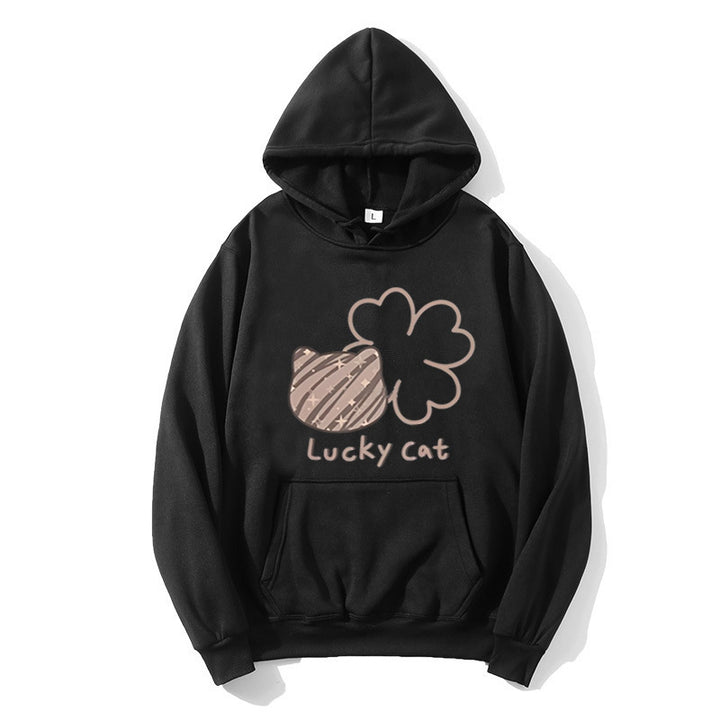 Kvinders hoodie med kreativ kat design og heldig motiv Skovae