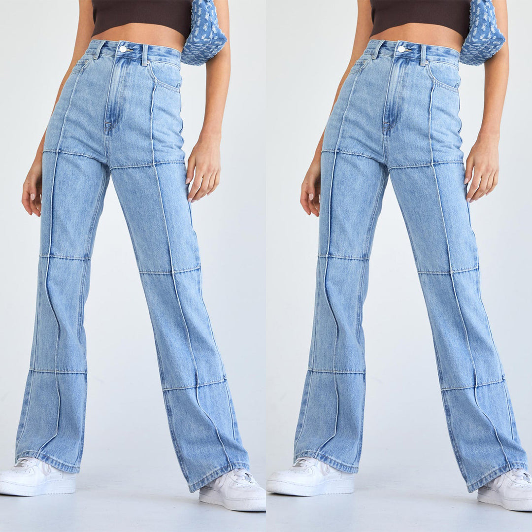 Dame højt skårne jeans med patchwork-design Stilla